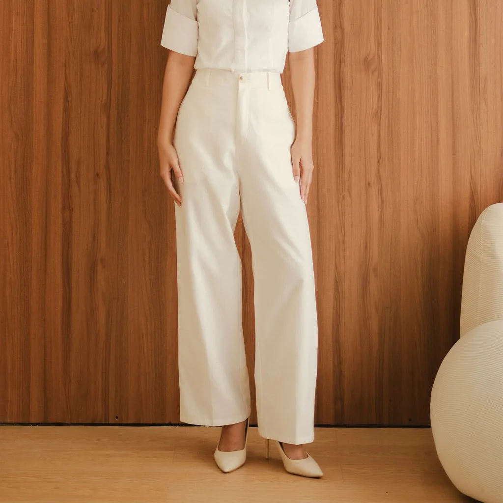 casual-culotte-zipper — Broken white+furing