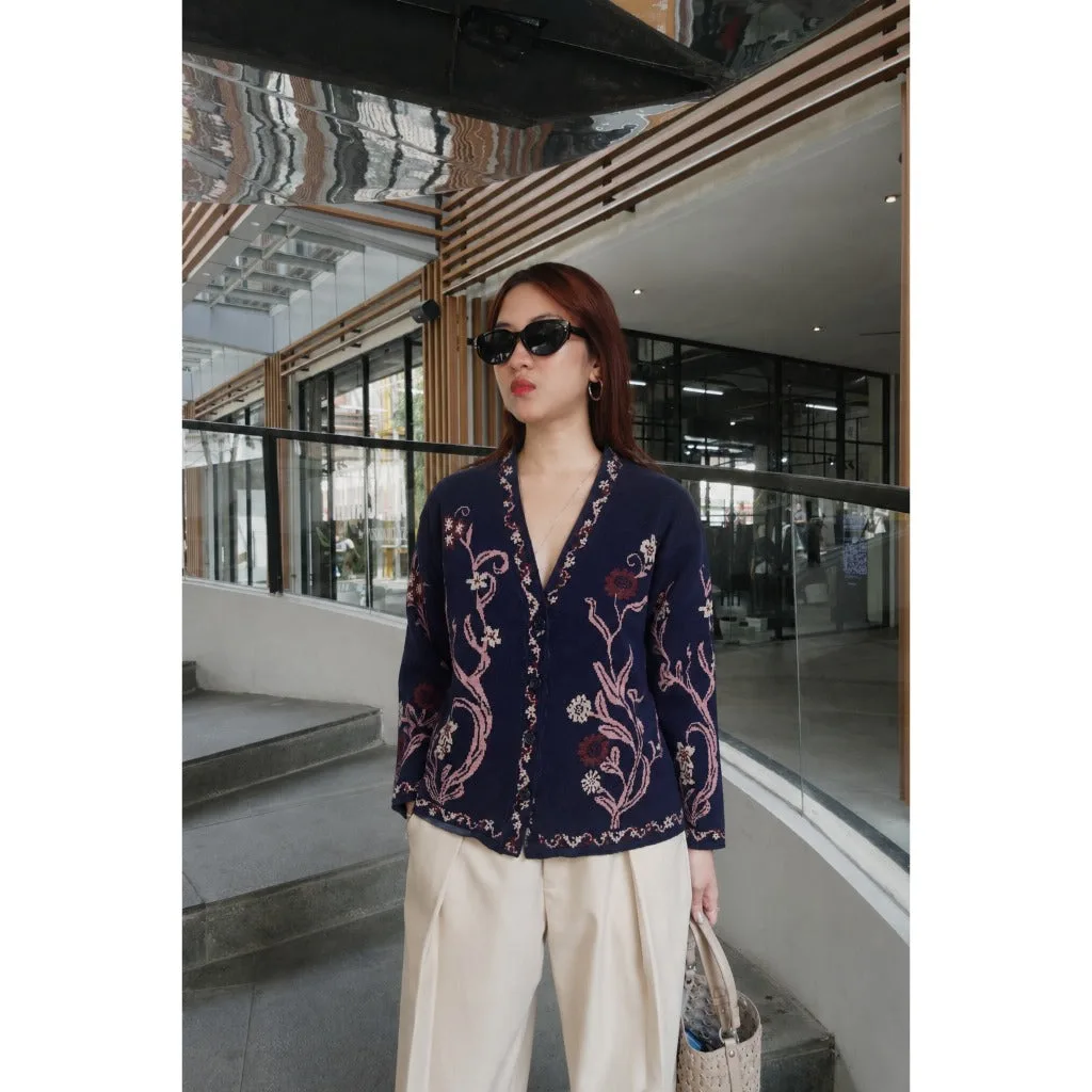 rui-cardigan — Navy-Maroon